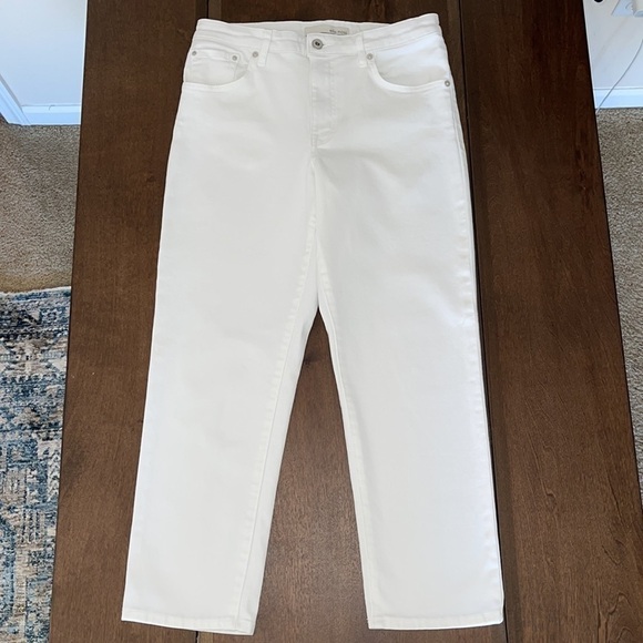 Ella moss White High Waisted Straight Leg Cropped Jeans Sz. 29/8 - Picture 3 of 17